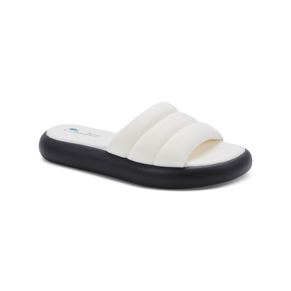 AQUA COLLEGE Womens Ivory Snake Simona Toe Platform Slip On Slide Sandals 8 M